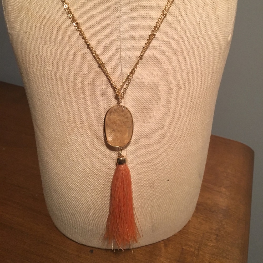 Dorothy Peach Tassel necklace 22”